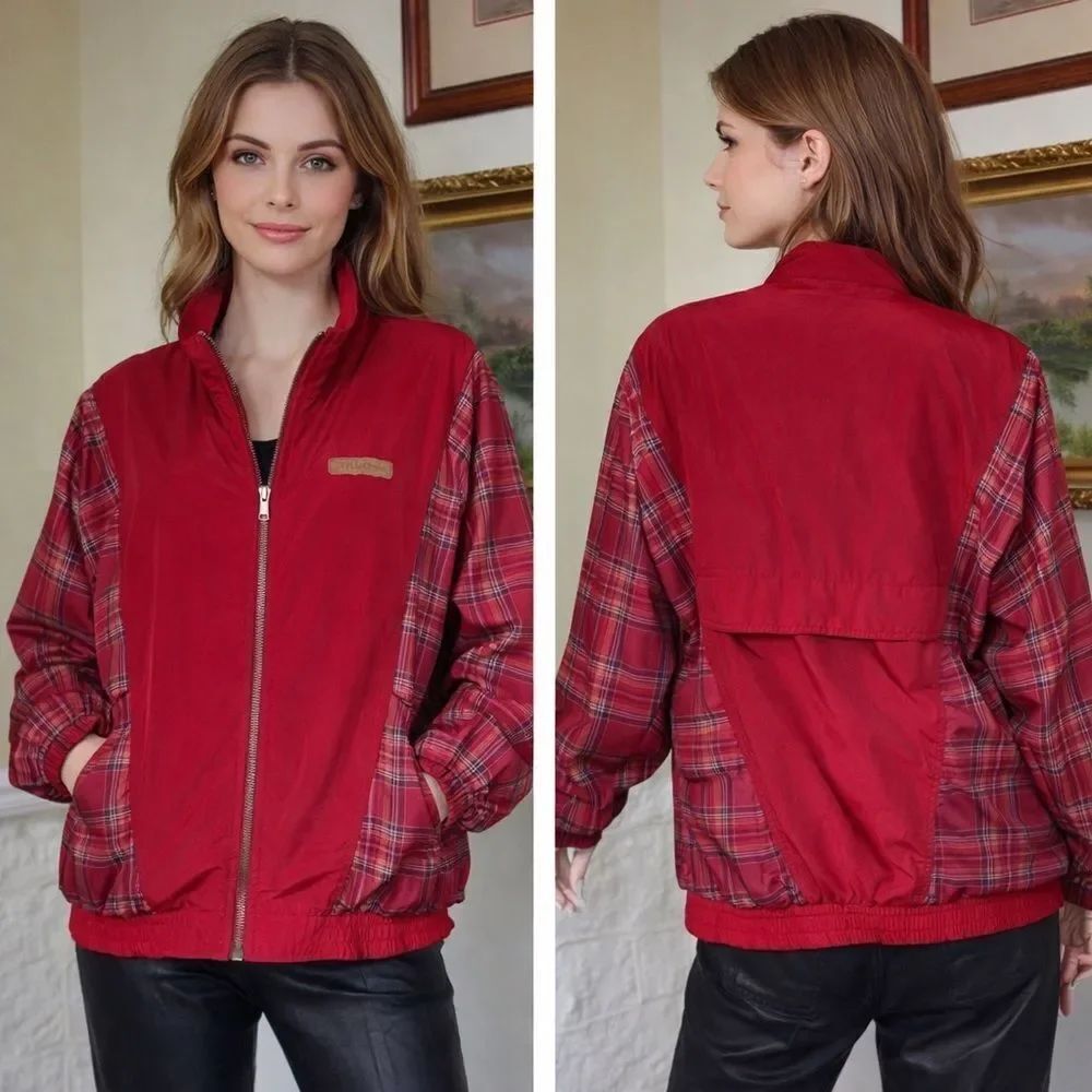 Vintage Garneau Plaid Windbreaker Bomber Jacket